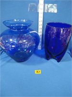 Blue Glass vases Footed cobalt vase
