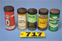 Vintage colorful tin tube repair kits, 4 1/4" T