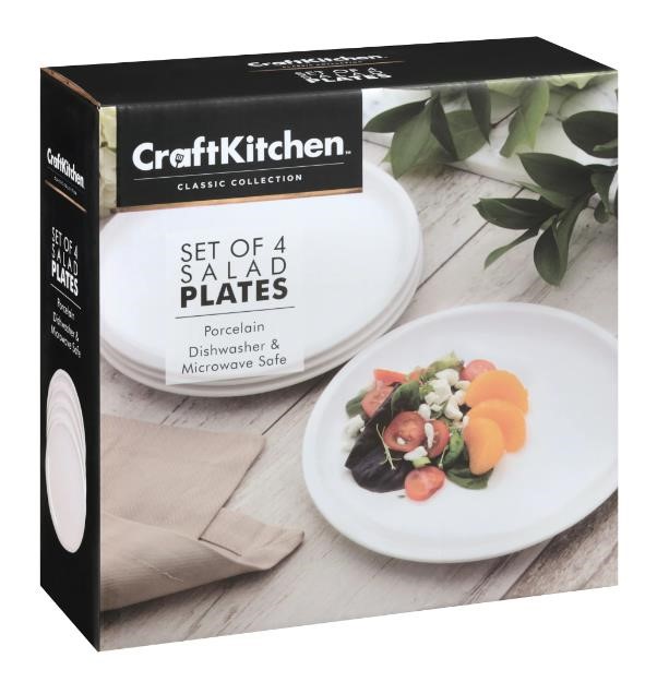 ($45) CraftKitchen Set of 4 White Porcelain Plates