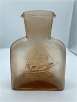 Amber Kawana Glass Sail Ship Embossed Decanter