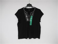 Talbots Women's XL V-Neck T-shirt, Black Extra