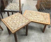 LOT OF 3 CORK-TOP TABLES