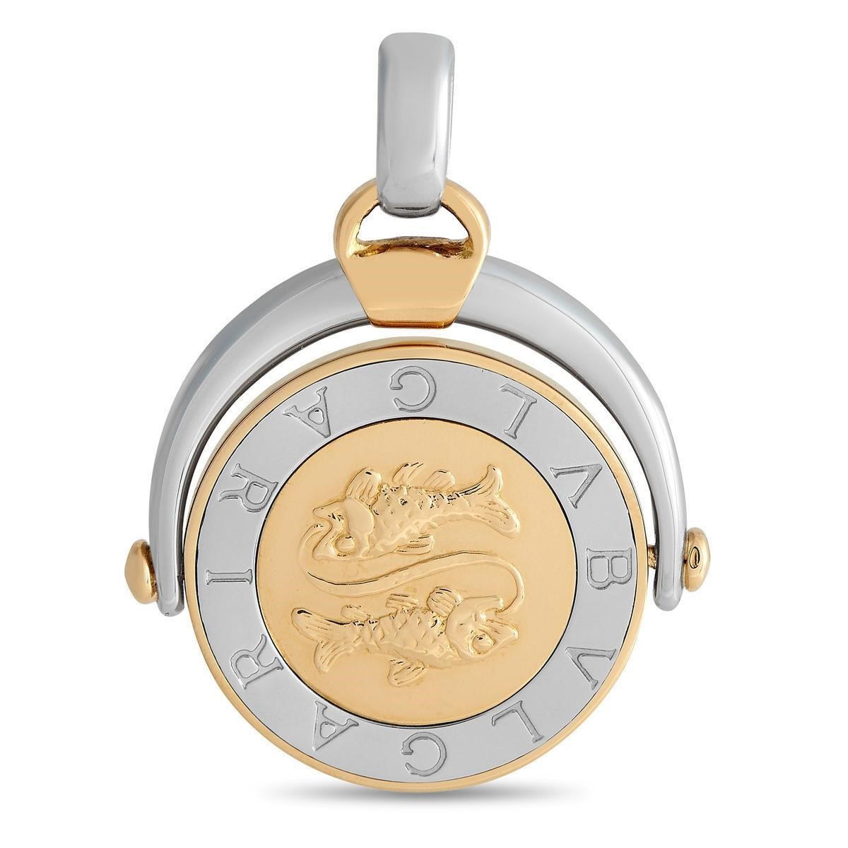 Bvlgari 18K Yellow Gold and Stainless Steel Pisces