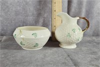 BELLECK IRISH PORCELAIN CREAMER & SUGAR SET