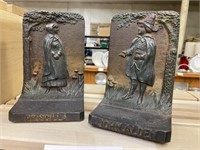 B&H CAST IRON BOOKENDS "JOHN ALDEN & PRISCILLA"