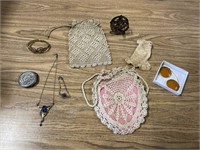 Vintage crocheted handbags, doll dress & more