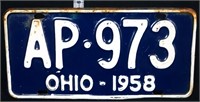 1958 Ohio license plate