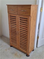 Faux Wood Cabinet with Contents