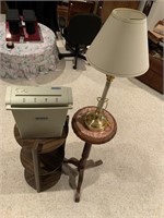 VTG Wooden Lamp Stand W/ Marble Top & Wooden