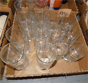BOX LOT OF CLEAR  GLASSWARE AND GLASSES