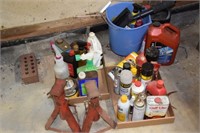 Jack Stands; 2 Boxes & Bucket of Fluids; Nail Lot