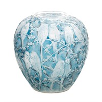 Lalique crystal Perruches vase
