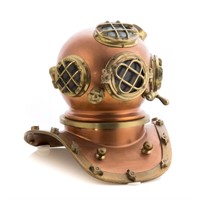 Miniature copper, brass, and glass diving helmet