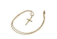 9ct yellow gold Cross & fiagro chain necklace