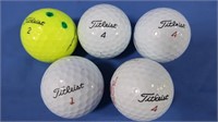 5 used Titleist Golf Balls