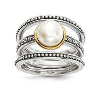 Sterling Silver- 14 Kt Fresh Water Pearl Ring Set