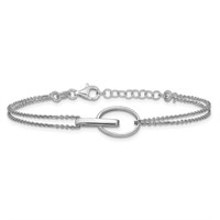 Silver- Oval Intertwined Fancy Link  Bracelet