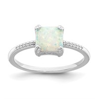 Sterling Silver- White Opal Creation Design Ring