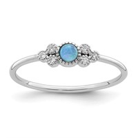 Sterling Silver- Blue Opal Created Ring