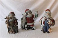 Bisque Clay Santa w/ Playful Pals - set of 3