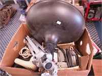 Group including vintage hair dryer, ceiling