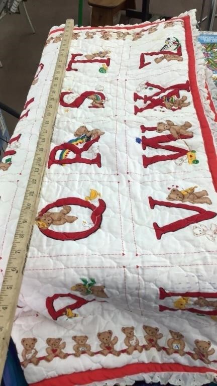 Approx 38”x32”A-Z quilt w/fuzzy back