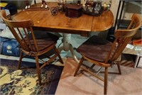 Drop Leaf Pedestal Table w/ 2 Chairs