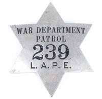WAR DEPARTMENT PATROL L.A.P.E. BADGE NO. 239