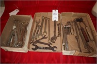 3 Flats of wrenches, Trimmer, Pliars,