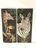 Zebra and Giraffe Wall Plaques Decor