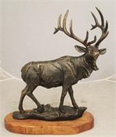 Bronze finish metal elk statue