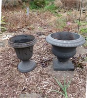 Two Resin Garden Urns