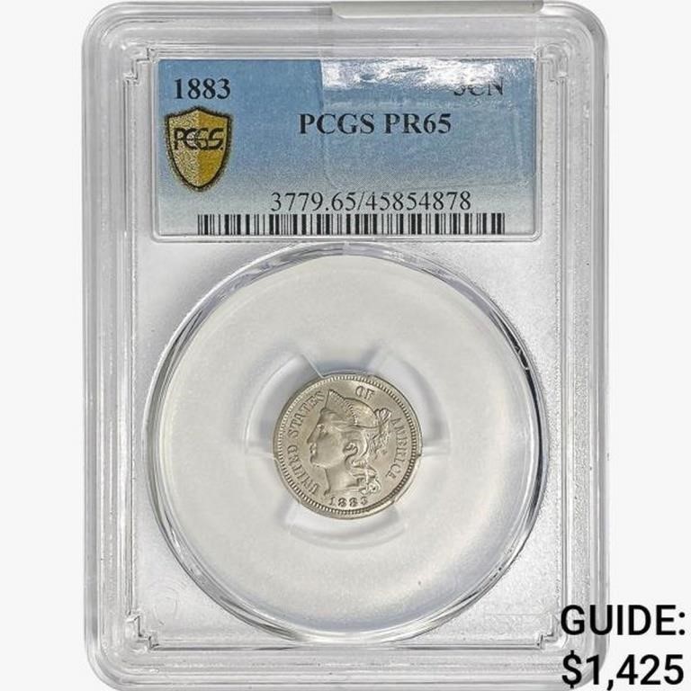 1883 Nickel Three Cent PCGS PR65