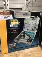24-PIECE ELECTRIC DRILL W/ ACC. IN CASE