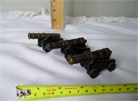 3 Mini Cast Iron w/Brass Mini Cannons