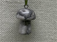 Mushroom Gemstone Pendant & 18" Necklace