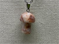 Mushroom Gemstone Pendant & 18" Necklace