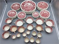 Large lot of Spode Pink Tower