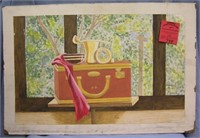 Vintage still life painting on board