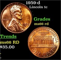 1959-d Lincoln Cent 1c Grades GEM+ Unc RD