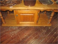 Oak Finish Coffee Table w/Center Door Storage