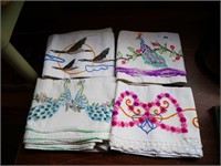 2 Pr & 2 Single Vintage Embroidered Pillowcases