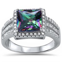 Princess Cut 5.50ct Mystic & White Topaz Halo Ring