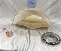 Murano art glass dish and other items
