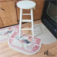 One Bar Stool and Three Kitchen Rugs