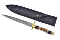 DAMASCUS STAG ATHAME DAGGER KNIFE