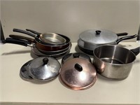 Huge lot of misc. pots and pans with lids