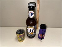 Large Miller Lite Plastic Bottle Bank + misc.