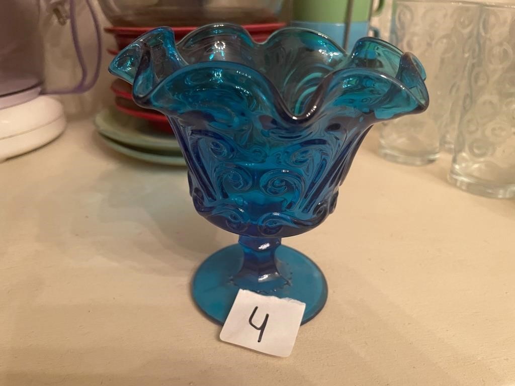 Vintage Cobalt Blue Compote Candy Dish