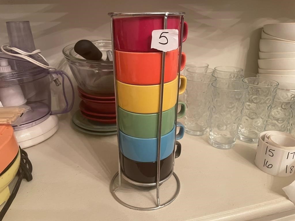 Colorful Coffee Cups in caddy